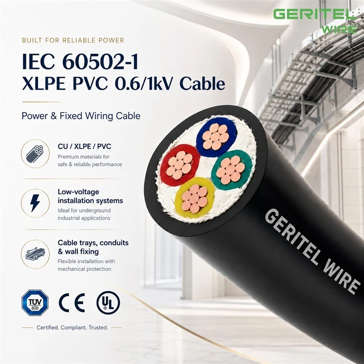 0.6/1kV CU XLPE PVC Power Cable For Fixed Distribution IEC 60502-1