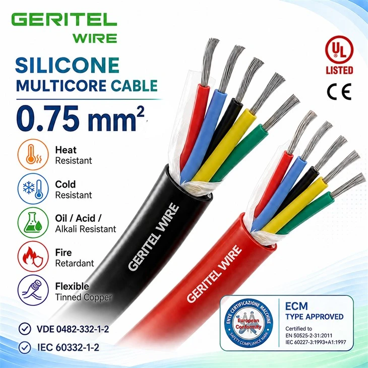 0.75 Sq mm Silicone Cable Built For Heater Control Panels | GERITEL WIRE SiHF-J