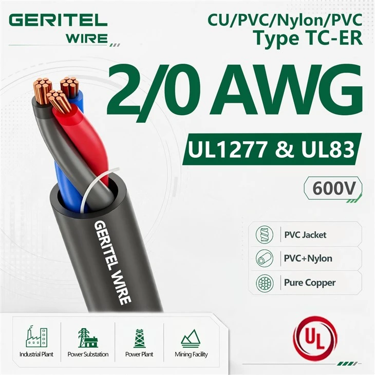 2/0 AWG Tray Cable For Heavy Industrial Main Feeder Circuits