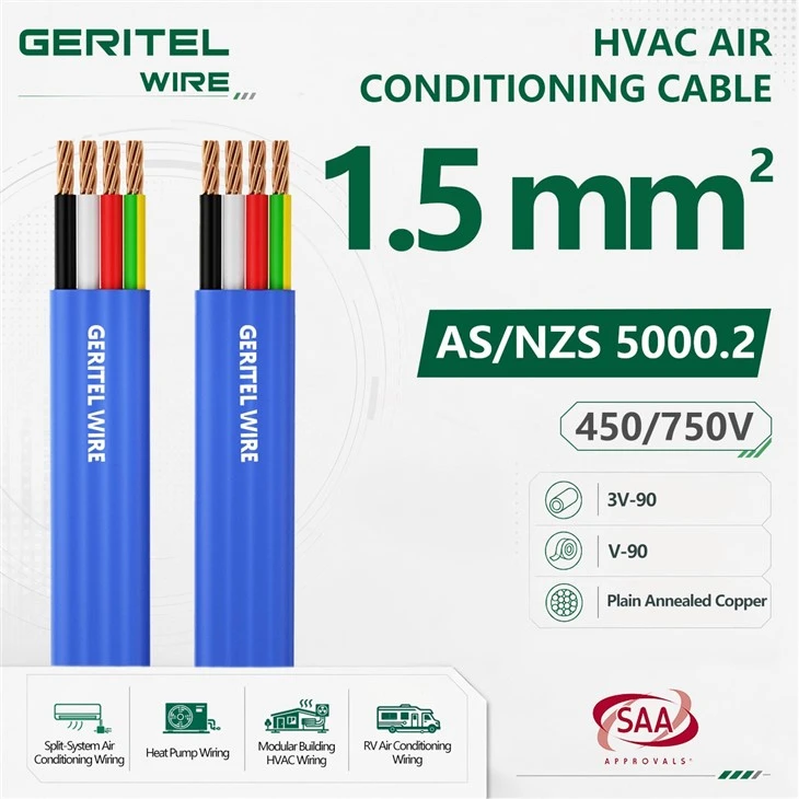 1.5mm 3 Core And Earth Blue Air Conditioning Cable 100m