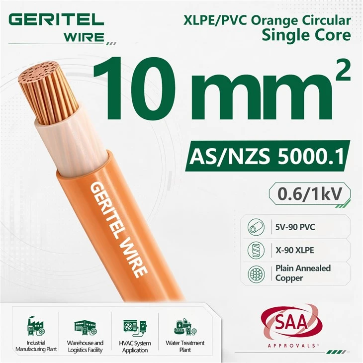 10mm2 Orange SDI Cable With Copper Conductor And PVC Sheath