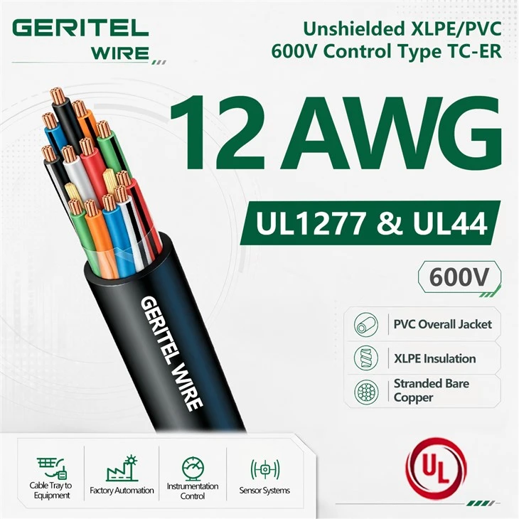 12 AWG UL Type TC-ER Tray Cable XLPE PVC Control Cable
