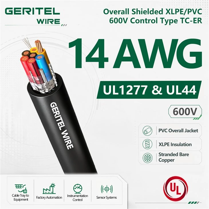 14 AWG XLPE PVC Overall Shielded TC-ER Control Cable 600V