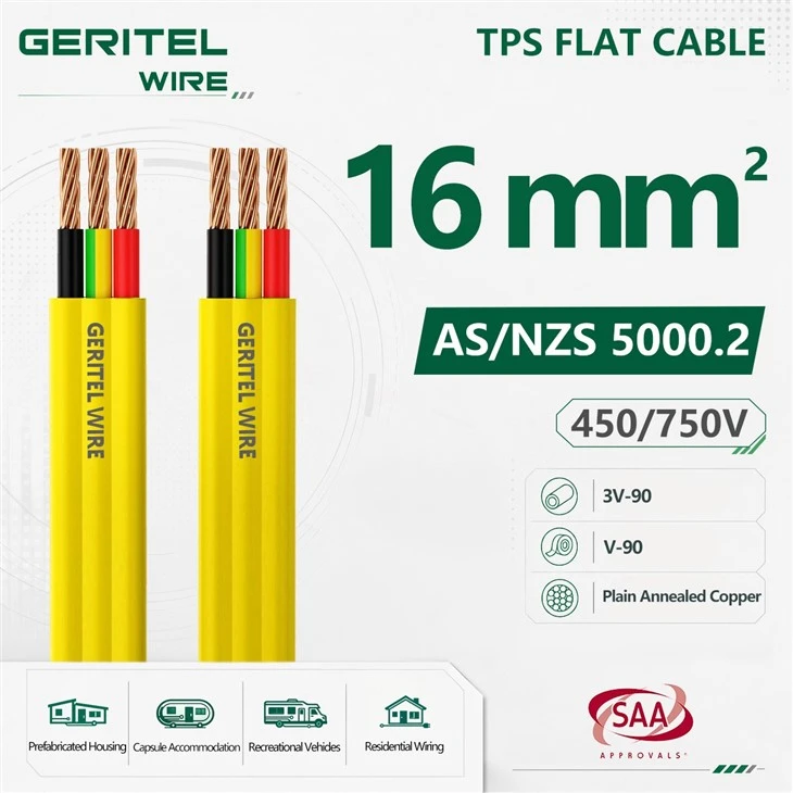 16mm Yellow Flat TPS Feeder Cable With Earth