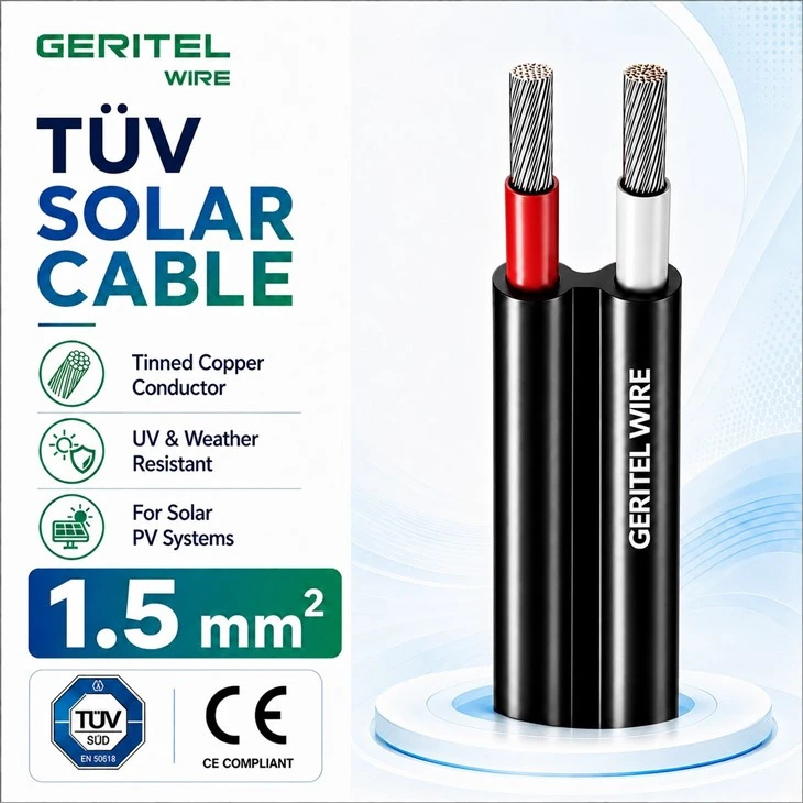 2×1.5mm² Twin Core Solar Cable Flexible Tinned Copper DC Wire