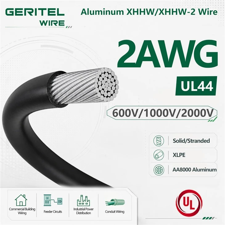2 AWG UL44 AA8000 Aluminum XHHW / XHHW-2 Wire AA8000 Aluminum Conductor For Airport Power Systems