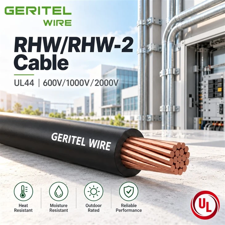 2000V RHW-2 Copper Cable UL44 Industrial Power Supply