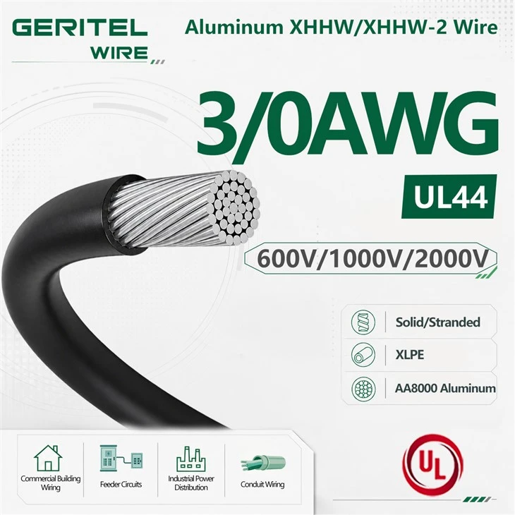 3/0 AWG UL44 AA8000 Aluminum XHHW/XHHW-2 Wire For School Campuses