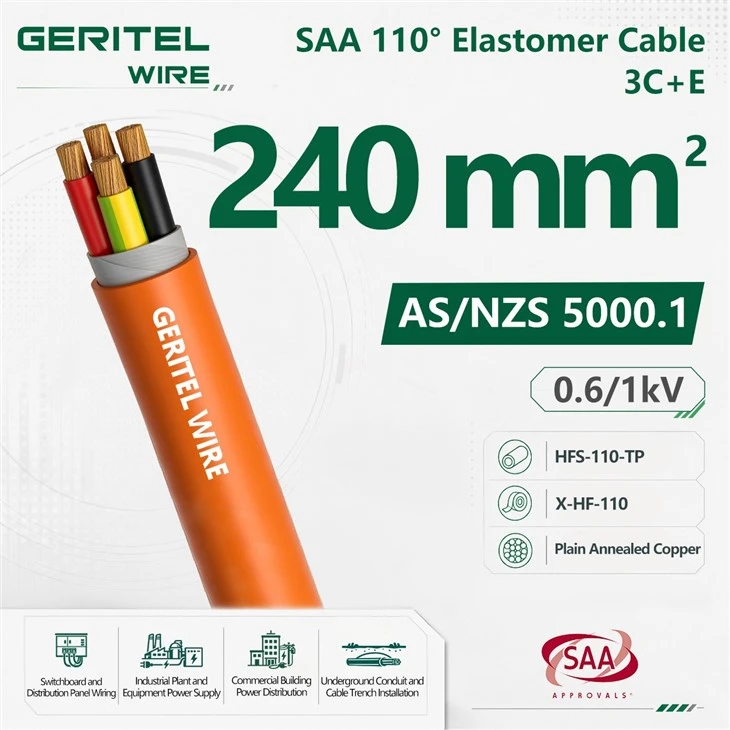 3x240+1x95E High Current 3C+E Elastomer Power Cable