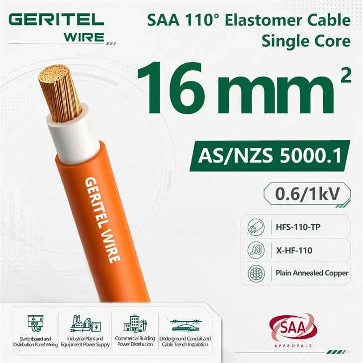 16mm² SAA 110°C Elastomer Cable X-HF-110 0.6/1kV