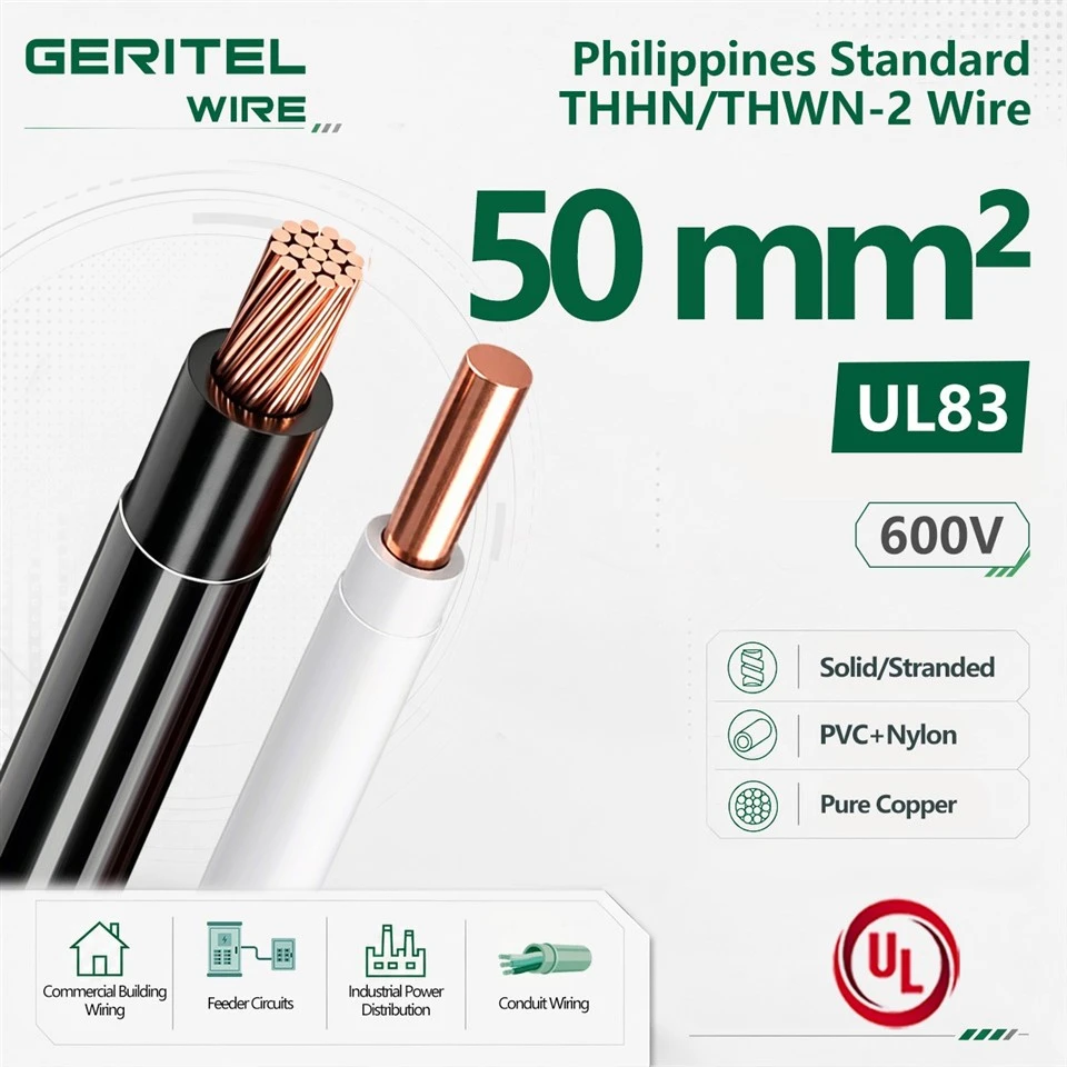 Copper 50MM THHN/THWN-2 Wire Philippines For Retail Store Wiring UL 83 Copper Building Wire Wet And Dry Locations