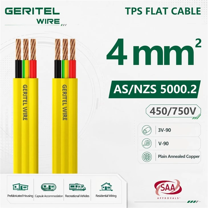 4mm Yellow 2C+E Flat Building Cable For Dedicated Circuits
