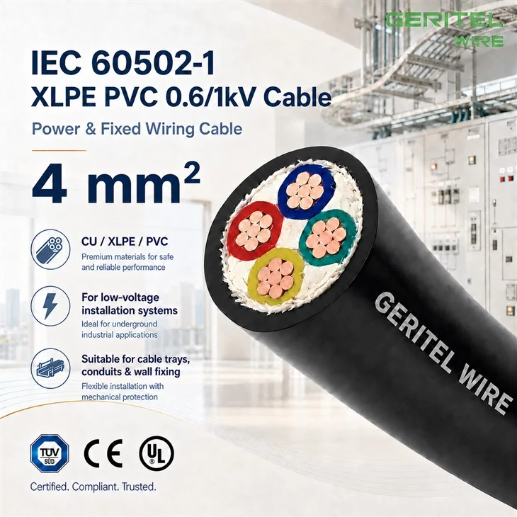 4mm2 0.6/1kV Copper XLPE Cable For Modular Building Distribution