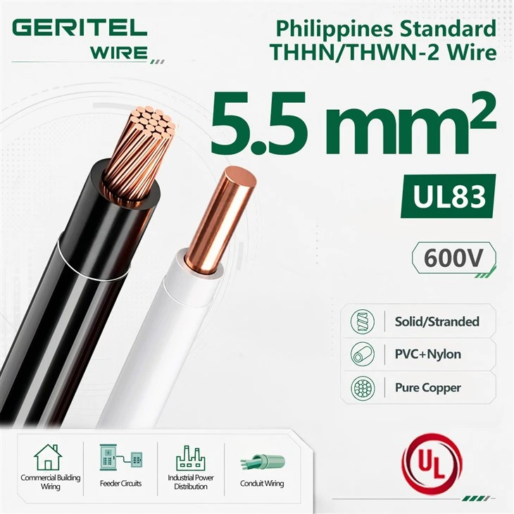 5.5mm² THHN/THWN-2 Copper Wire 600V High Heat Resistant Philippine Standard Power Cable