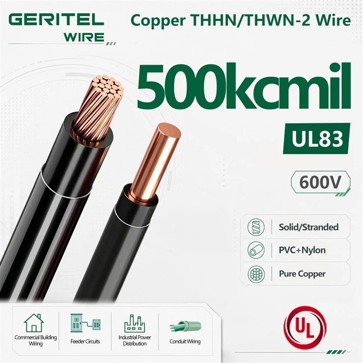500 Kcmil UL83 Copper THHN/THWN-2 High Heat Resistant Wire