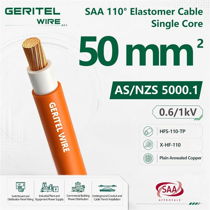 50mm² Halogen Free Single Core Power Cable HFS-110-TP