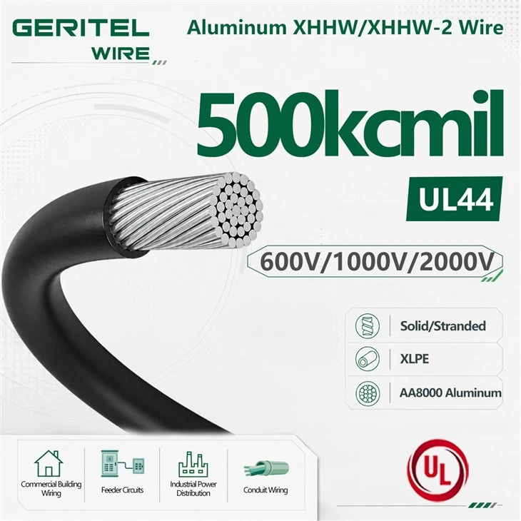 500KCMIL 90°C Wet And Dry Cross-Linked Polyethylene Aluminum XHHW-2 Wire For Underground Industrial Burial