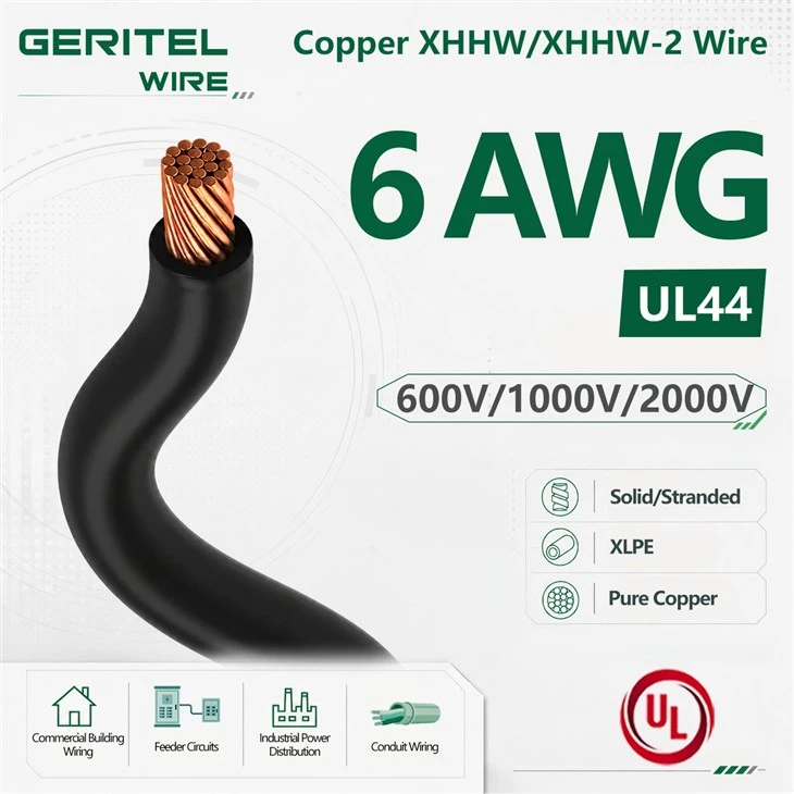 UL44 6 AWG XHHW2 Copper Electrical Wire