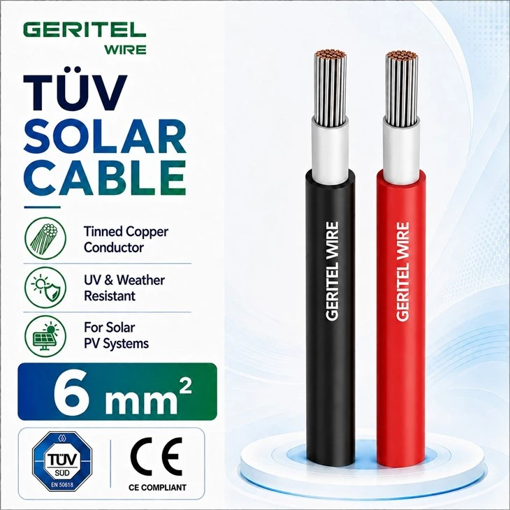 6mm2 TÜV Solar Cable Flexible Tinned Copper String Wire