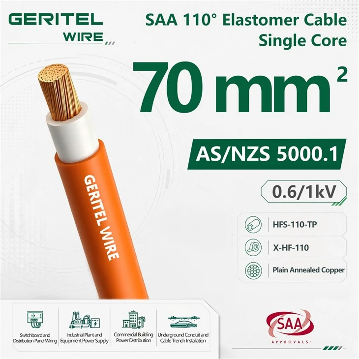 70mm² 110 Degree Heat Resistant Cable For Fixed Wiring