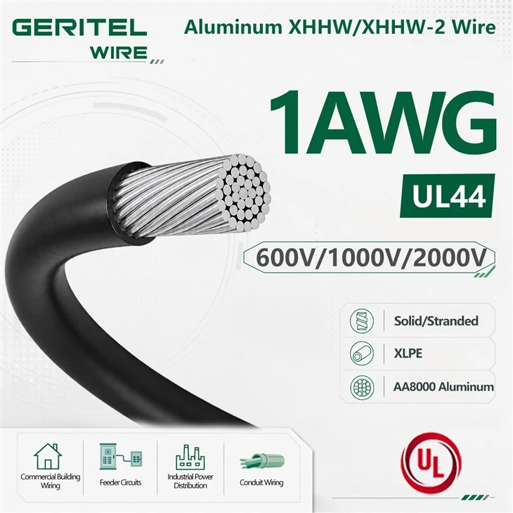 1 AWG AA8000 Aluminum XHHW-2 Wire UL 44 600V XLPE Insulated Building Cable