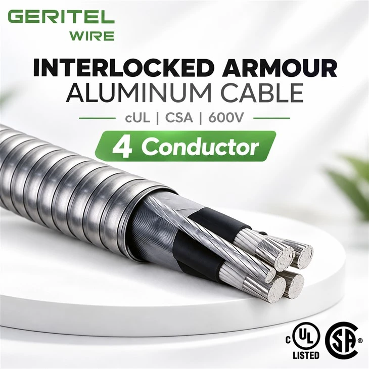 AC90 Aluminum Power Cable 4 Conductor 600V For Industrial And Warehouse Buildings