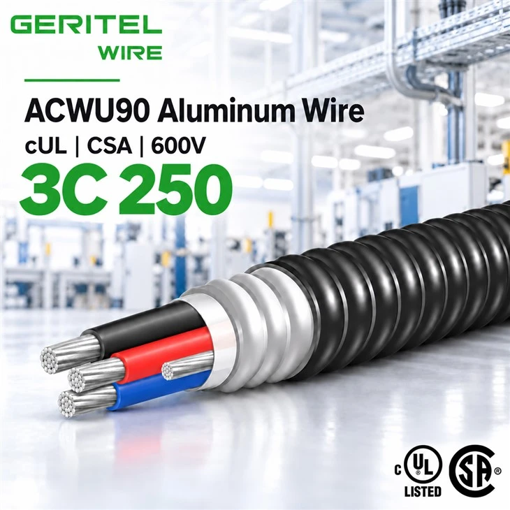 CUL 250 Kcmil 3C ACWU90 Power Cable 600V