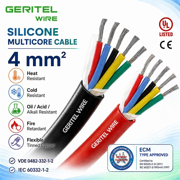 GERITEL WIRE 300/500V 4 Sq mm Heat Resistant Cable For Industrial Oven Power Cable SiHF-J