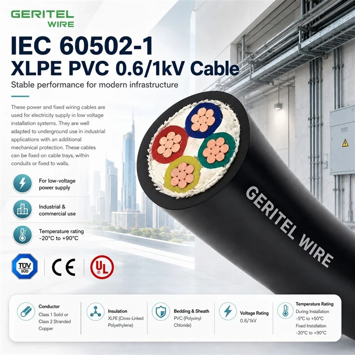 N2XY-J Power Cable With Green-Yellow Protective Conductor For German Projects