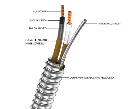 10/3 AC 90 armored electrical cable 10/3 AC 90 armored electrical cable