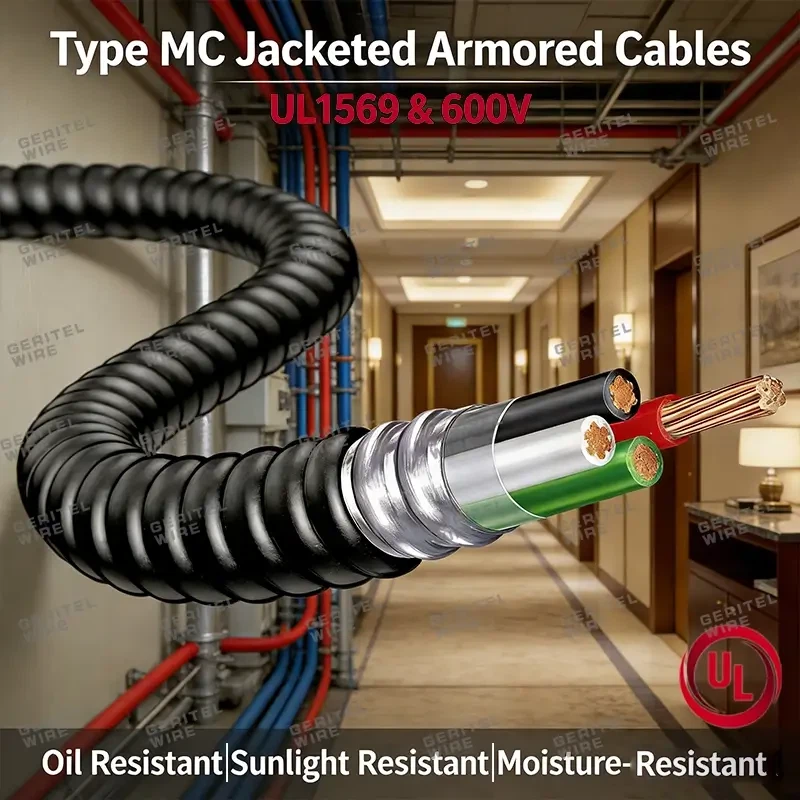 Aluminum Armor PVC Jacketed MC Cable: Lightweight Protection For Power Distri...