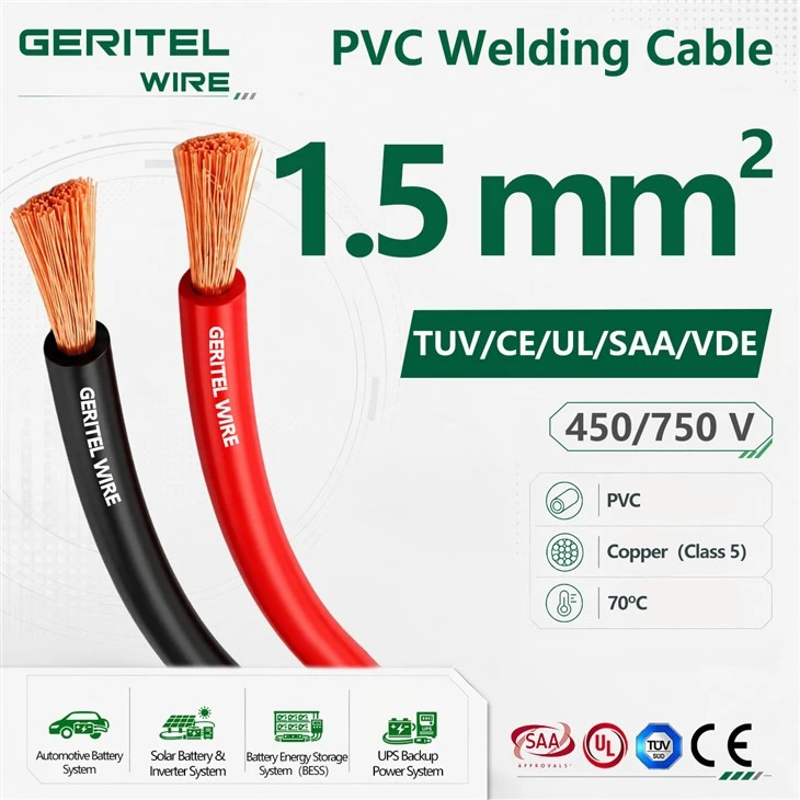 1.5mm² H07V-K PVC Welding Cable Flexible Copper Single Core Wire