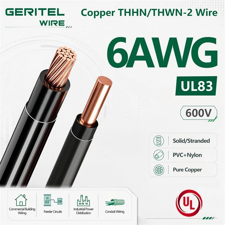 6 AWG THHN/THWN-2 Copper Wire For Sub-Panels And Heavy Equipment