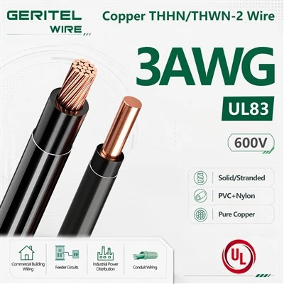 3 AWG THHN/THWN-2 Copper Building Wire For Commercial Service Entrance And Main Panels