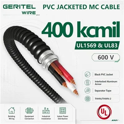 400 Kcmil THHN/THWN-2 PVC Jacketed MC Cable UL1569 Certified