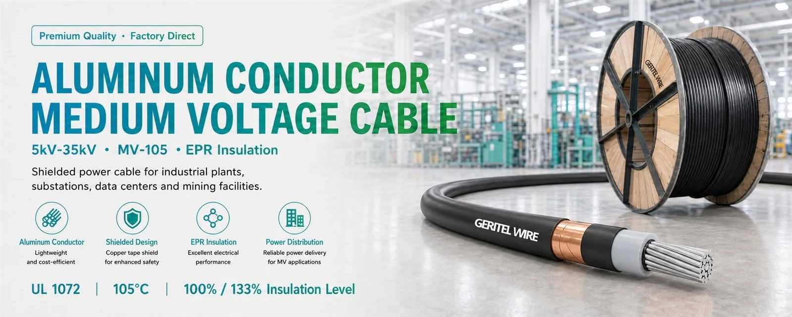 single core aluminum Type MV-105 cable single core aluminum Type MV-105 cable