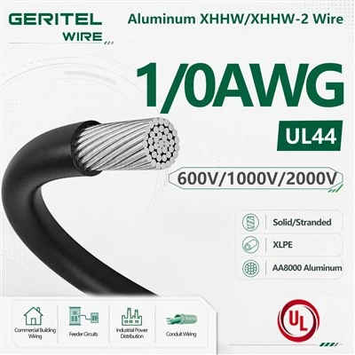 1/0 AWG AA-8000 Aluminum Conductor XHHW/XHHW-2 Wire UL44 Rated Wet & Dry Feeder Wire For Wholesale
