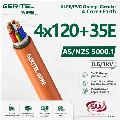120mm2 4C+E High Capacity XLPE Power Cable For Industrial Networks
