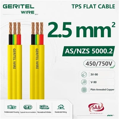 2.5mm Yellow Flat TPS Power And Lighting Cable 2C+E