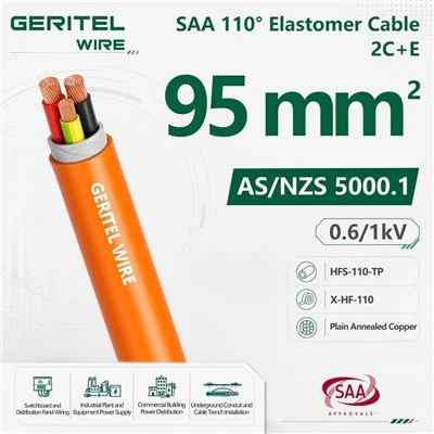 2×95+1×25E Class 5 Copper 2C+E Elastomer Cable