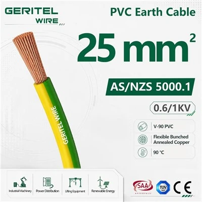 25mm Flexible Earth Cable 600/1000V Class 5 Copper