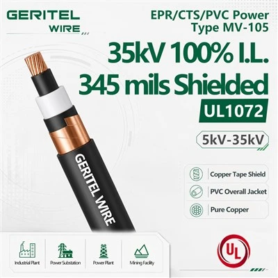CU EPR/CTS/PVC Power Type MV-105 35kV 100% I.L. 345 mils Shielded