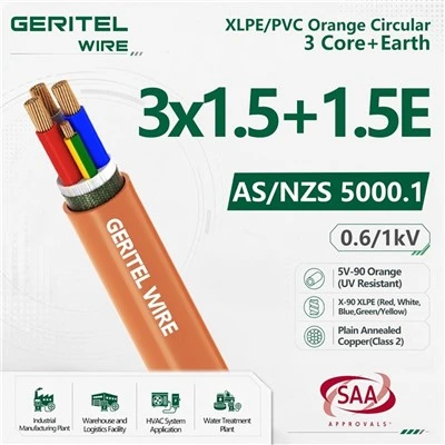 3 X 1.5mm2 + 1 X 1.5mm2 Earth XLPE PVC Orange Circular Cable