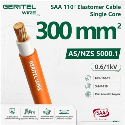 300mm² Double Insulated SDI Cable 110°C Class 5 Copper