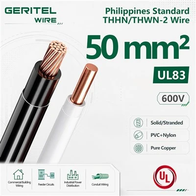 Copper 50MM THHN/THWN-2 Wire Philippines For Retail Store Wiring UL 83 Copper Building Wire Wet And Dry Locations
