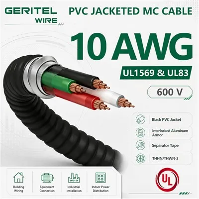 10AWG Copper THHN Sunlight Resistant MC Cable