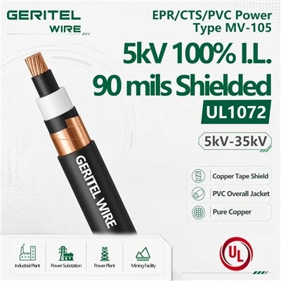 CU EPR/CTS/PVC Power Type MV-105 5kV 100% I.L. 90 Mils Shielded