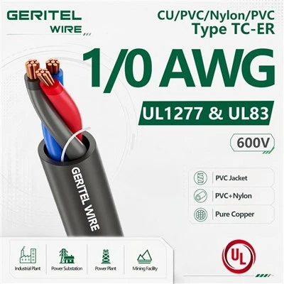1/0 AWG TC-ER Cable With THHN Conductors For VFD Drives