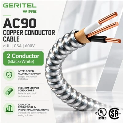 AC90 Cable For Electrical Panel Homeruns Copper 14/2 600V