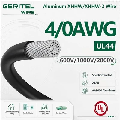 UL Listed AA8000 Aluminum XHHW/XHHW-2 Wire 4/0 AWG Aluminum Building Cable